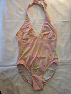 Tommy Pink Shell-Print One-Piece Swimsuit